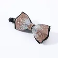 Elegant black velvet bow banana clip with champagne and iridescent rhinestones - Square Edge (4973744757846)