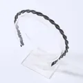 Elegant thin black twisted headband with sparkling rhinestones and crystal beads - Mineral Grey Rhinestone