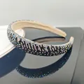 Sparkling multicolored rhinestone headband with black base and soft velvet lining - 2.3cm Width / Black AB Rhinestone