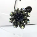 Elegant floral hair claw clip featuring dark blue and grey rhinestones in a vintage design - 8-Petal Flower (Transparent Gray Rhinestone)