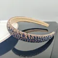 Luxurious padded headband with gradient dark blue and champagne rhinestones - 2.3cm Width / Navy Blue & Champagne Rhinestone