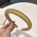 Golden sparkling rhinestone padded headband with elegant thick sponge design - Gold
