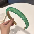 Sparkling emerald green padded headband with full rhinestone crystals for women - Green