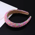 Baroque rainbow sprinkles sponge headband with colorful glitter and soft velvet inner lining - Deep Pink Multi