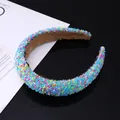 Baroque wide headband featuring colorful candy-colored beads and soft velvet lining - Blue Multicolor