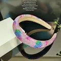 Regenbogen-Strass-Haarreif mit bunten Kristallen und weichem Samtfutter für Damen - Rosa Bunt Strass