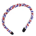 Braided rhinestone American flag headband in red, white and blue for patriotic parties - Braided Red White Blue Rhinestone