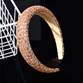 Diadema ancha con diamantes de imitación oro rosa brillante sobre fondo negro - Estilo Rectangular Cruzado de 3cm / Champán