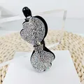Pinza de pelo banana negra con brillantes diamantes de imitación de colores en lazo - Borde Cola de Fénix (Blanco)