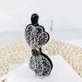 Pinza banana de lazo negro con diamantes de imitación brillantes en soporte claro - Borde Cola de Fénix (Gris Mineral)