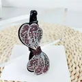 Elegante pinza de pelo tipo banana con lazo de diamantes morados y base de resina negra - Borde Cola de Fénix (Púrpura)