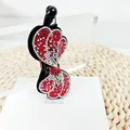 Elegante pinza banana con diseño de mariposa en diamantes de imitación rojos y blancos - Borde Cola de Fénix (Rojo)