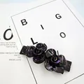 Elegant purple marble acetate hair clip with vintage rose flower design for women - Triple 3D Roses (Double Flower) / Atmospheric Purple Rock Pattern