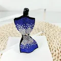 Pinza de pelo tipo banana con lazo de diamantes de imitación azul oscuro brillante - Borde Cuadrado (Azul Real)