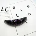 Polished crescent acetate hair clip with elegant dark purple and black marble texture - Arc Semi-circle Style / Atmospheric Purple Rock Pattern