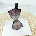 Elegante pinza de pelo tipo banana con lazo de diamantes de imitación rosa y blanco - Borde Cuadrado (Púrpura)