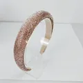 Detail of padded champagne crystal headband with sparkling rhinestones on velvet base - 2.5cm High Top / Champagne Rhinestone