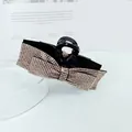 Detalle de pinza para el pelo con lazo y diamantes de imitación sobre fondo elegante - Estilo Zircón Champaña