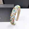 Serre-tête rembourré en cristal brillant avec strass arc-en-ciel sur support de luxe - Strass Diagonal Multicolore