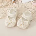 Baby meisjes witte kanten prinsessenschoenen met kristallen strik en zachte zool voor baby - 11cm / Wit