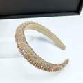 Diadema de cristal champán con pedrería completa y acolchado de lujo para mujer - Diadema de Cristal y Strass / Champán