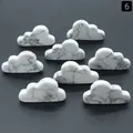 Set of 8 white howlite natural stone cloud carvings with grey marble textures - Howlite