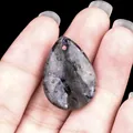 Polished teardrop labradorite crystal pendant with natural blue-violet iridescent sheen - Larvikite
