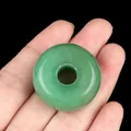 Handheld green aventurine crystal donut pendant with 30mm large hole for jewelry making - Green Aventurine