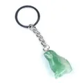 Llavero de rana en piedra aventurina verde translúcida con cadena de metal plateado - Estilo Rana (5468999897021) / Aventurina Verde
