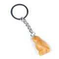 Llavero con colgante de pájaro tallado en piedra natural ámbar amarillo y anillo plateado - Estilo Pájaro (5468999897022) / Jade Amarillo