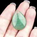 Green teardrop jade stone pendant with natural texture and pre-drilled hole for DIY jewelry - Green Aventurine
