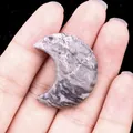 Accessoire en pierre d'agate naturelle violet gris en forme de lune pour bijoux DIY - Pierre Picasso