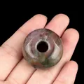 30mm natural bloodstone donut bead with polished red and green mottled texture - India Agate