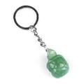 Llavero de tortuga en aventurina verde con anillo metálico y caparazón tallado - Aventurina Verde