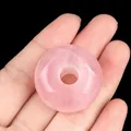 Natural rose quartz donut bead 30mm with smooth polished finish for jewelry making - Rose Quartz