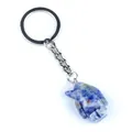 Portachiavi a forma di pinguino in sodalite con anello e catena in metallo lucido - Sodalite