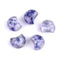 Cinco lunas crecientes de sodalita azul y blanca para artesanía de joyería DIY - Piedra de Puntos Azules