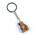 Handcrafted tiger eye stone pig keychain with polished natural gemstone finish - Tiger's Eye