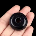 Hand-held deep blue goldstone donut pendant with a sparkling starry sky texture - Blue Sand Stone (Synthetic)