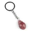 Silver keychain with red-brown crystal agate beetle pendant featuring natural textures - Purple Aventurine