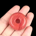 Handheld vibrant orange-red agate abacus bead with vertical patterns for crafts - Watermelon Red (Synthetic)