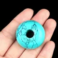 Sky blue turquoise abacus bead with natural black web pattern for DIY jewelry making - Blue Turquoise (Synthetic)