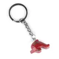 Red carved crystal agate dolphin keychain with polished silver metal ring and chain - Red Jasper