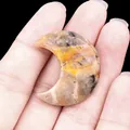 Pierre de jaspe bourdon naturelle de 30mm en forme de lune aux veines orange et noires - Agate crazy lace