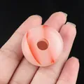 Handheld 30mm natural pink agate donut bead with red patterns for craft making - Synthetic Red Agate