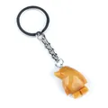 Porte-clés pingouin jaune en imitation jade poli avec anneau en métal argenté - Topaze