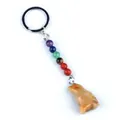 Chakra keychain with colorful translucent beads and carved stone bird pendant - Bird Style / Topaz