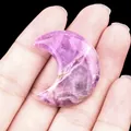 Pierre demi-lune polie en fluorite violette translucide avec inclusions naturelles - Améthyste