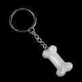 Pendentif os en cristal blanc naturel avec anneau et chaîne en métal argenté - Cristal blanc