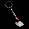 Portachiavi a lumaca con cristalli curativi dei 7 chakra e anello in argento lucido - Cristallo di rocca